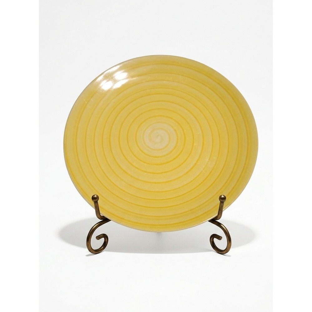 Tabletops‎ Unlimited Swirl Hand Painted Yellow 11 inch Stoneware Dinner Plate